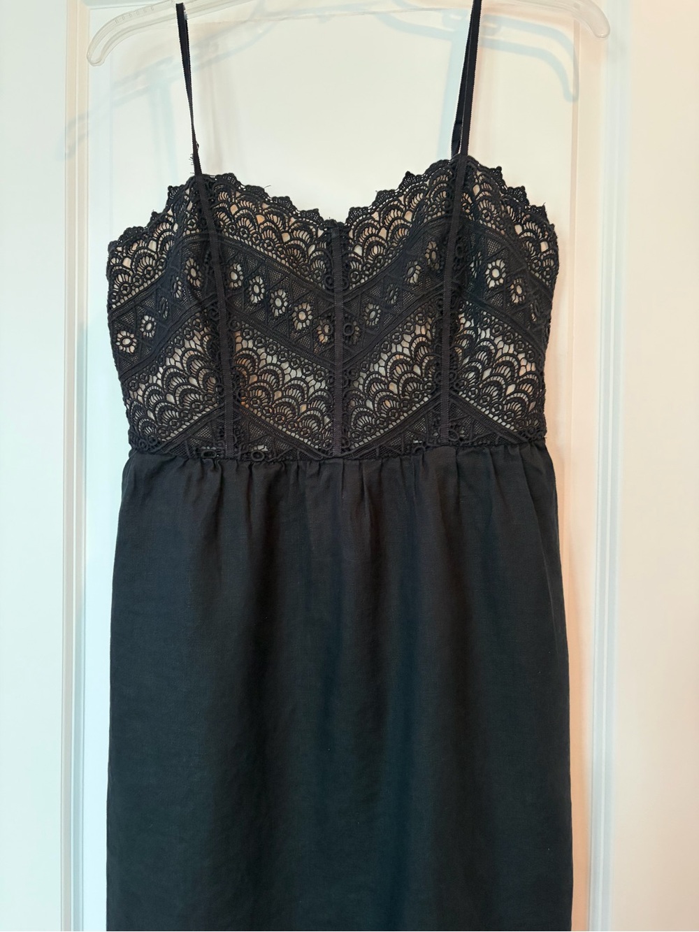 LOFT Black Lace Bodice Slip with Spaghetti Straps